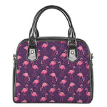 Purple Geometric Flamingo Pattern Print Shoulder Handbag