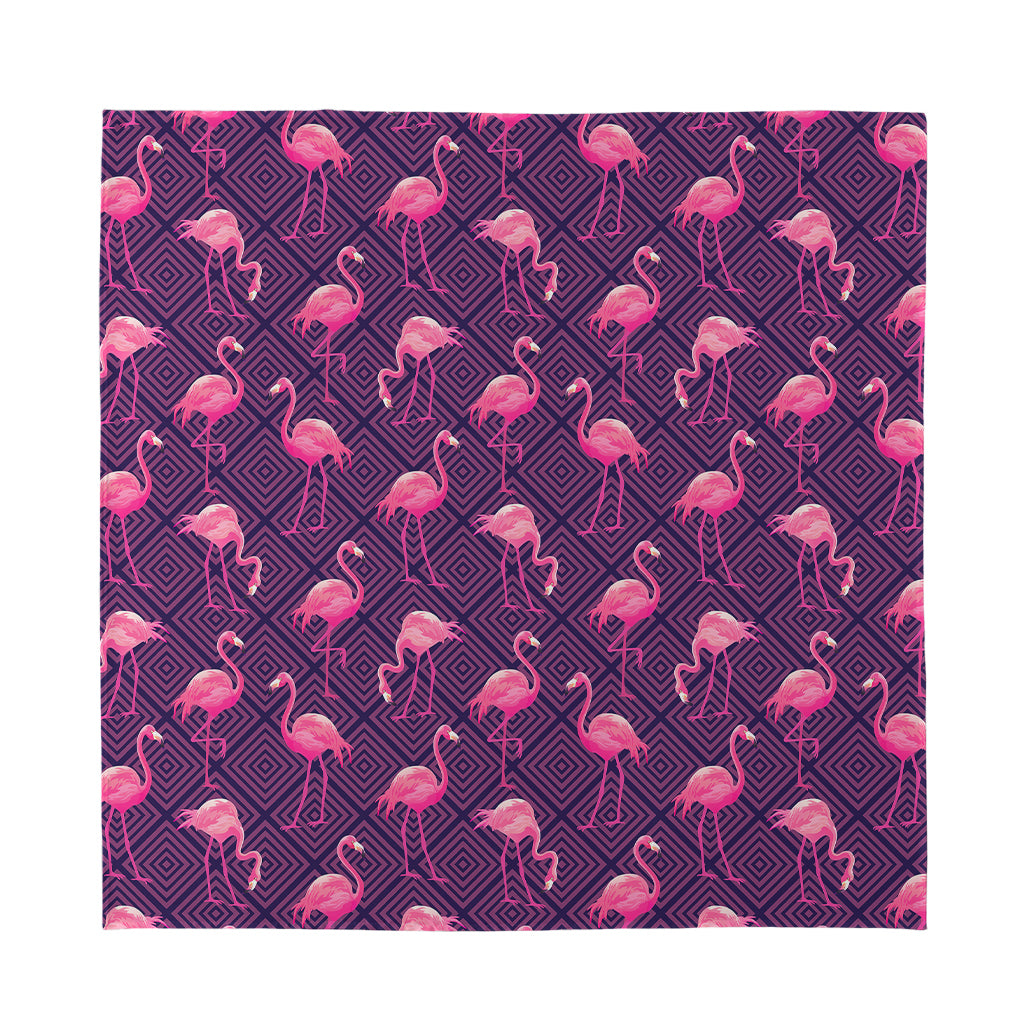 Purple Geometric Flamingo Pattern Print Silk Bandana