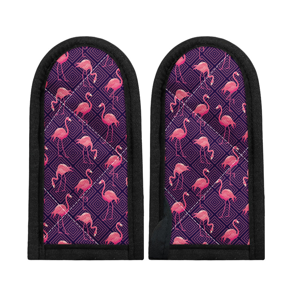Purple Geometric Flamingo Pattern Print Skillet Handle Cover