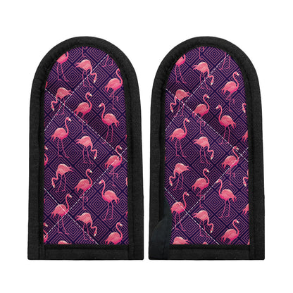 Purple Geometric Flamingo Pattern Print Skillet Handle Cover