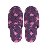 Purple Geometric Flamingo Pattern Print Slippers