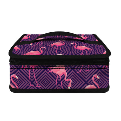 Purple Geometric Flamingo Pattern Print Small Lunch Bag