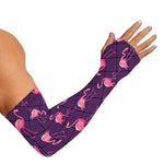 Purple Geometric Flamingo Pattern Print Sun Protection Arm Sleeves