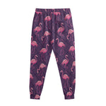 Purple Geometric Flamingo Pattern Print Sweatpants