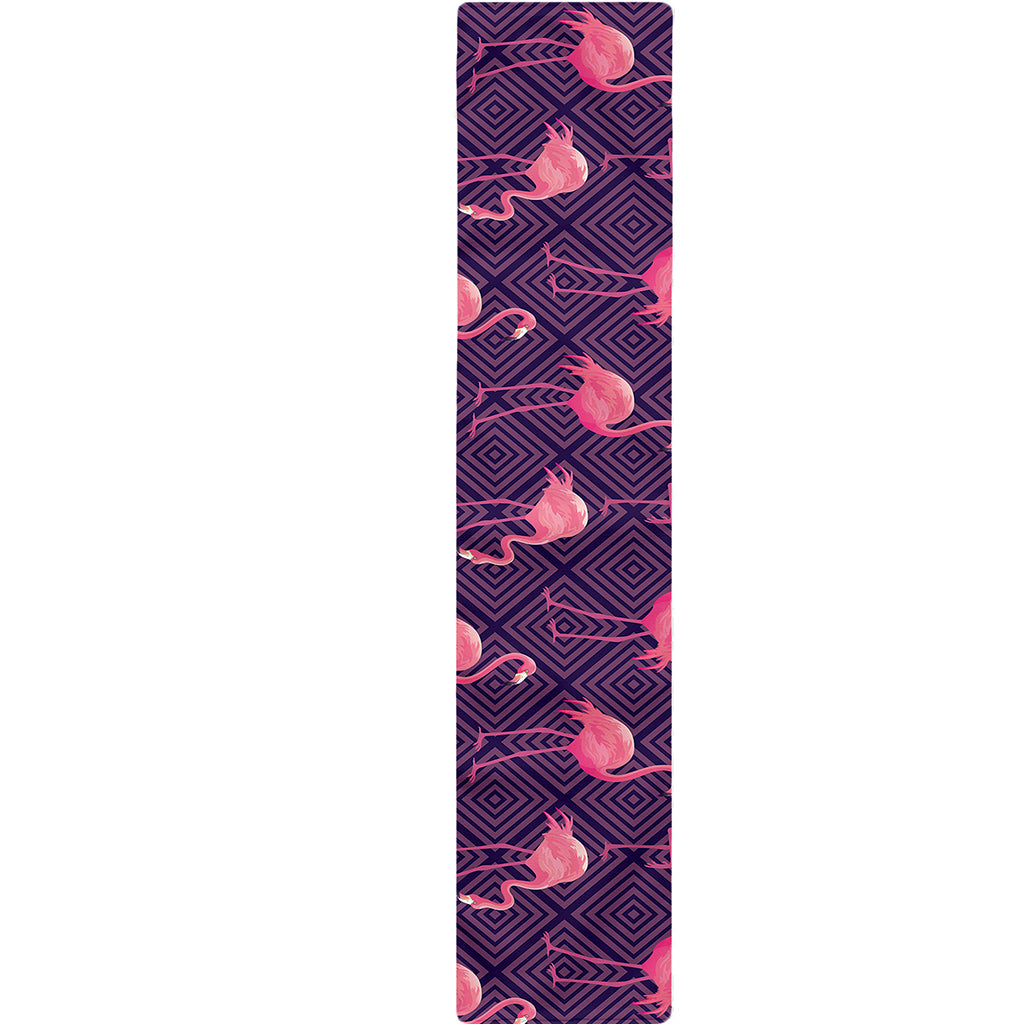 Purple Geometric Flamingo Pattern Print Table Runner