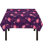 Purple Geometric Flamingo Pattern Print Tablecloth