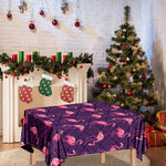 Purple Geometric Flamingo Pattern Print Tablecloth