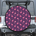 Purple Geometric Flamingo Pattern Print Tire Cover