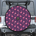 Purple Geometric Flamingo Pattern Print Tire Cover With Camera Hole