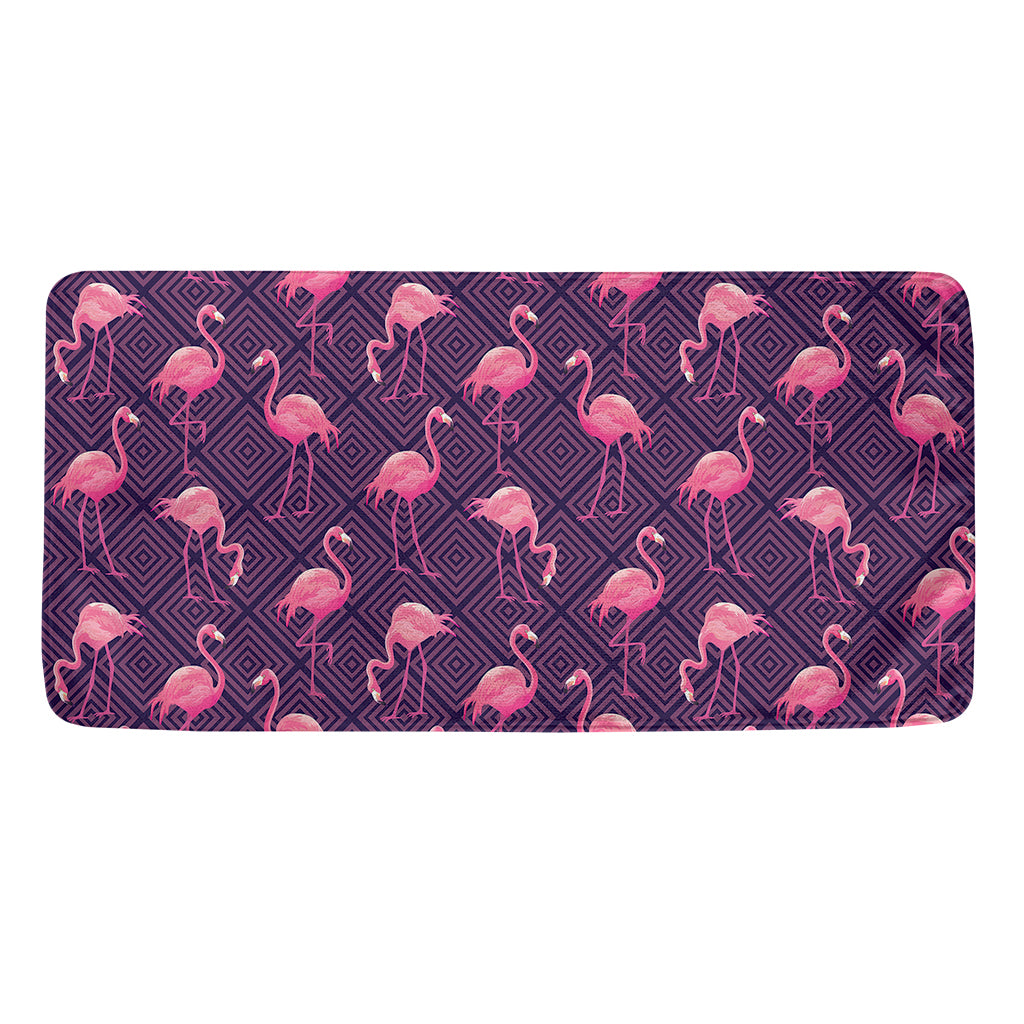 Purple Geometric Flamingo Pattern Print Towel