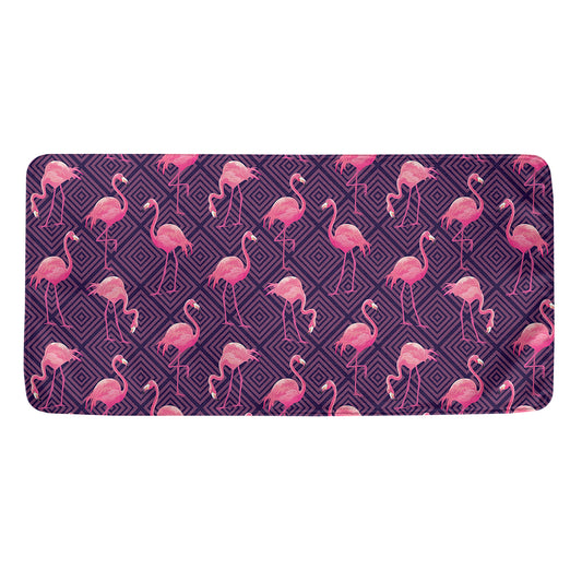 Purple Geometric Flamingo Pattern Print Towel