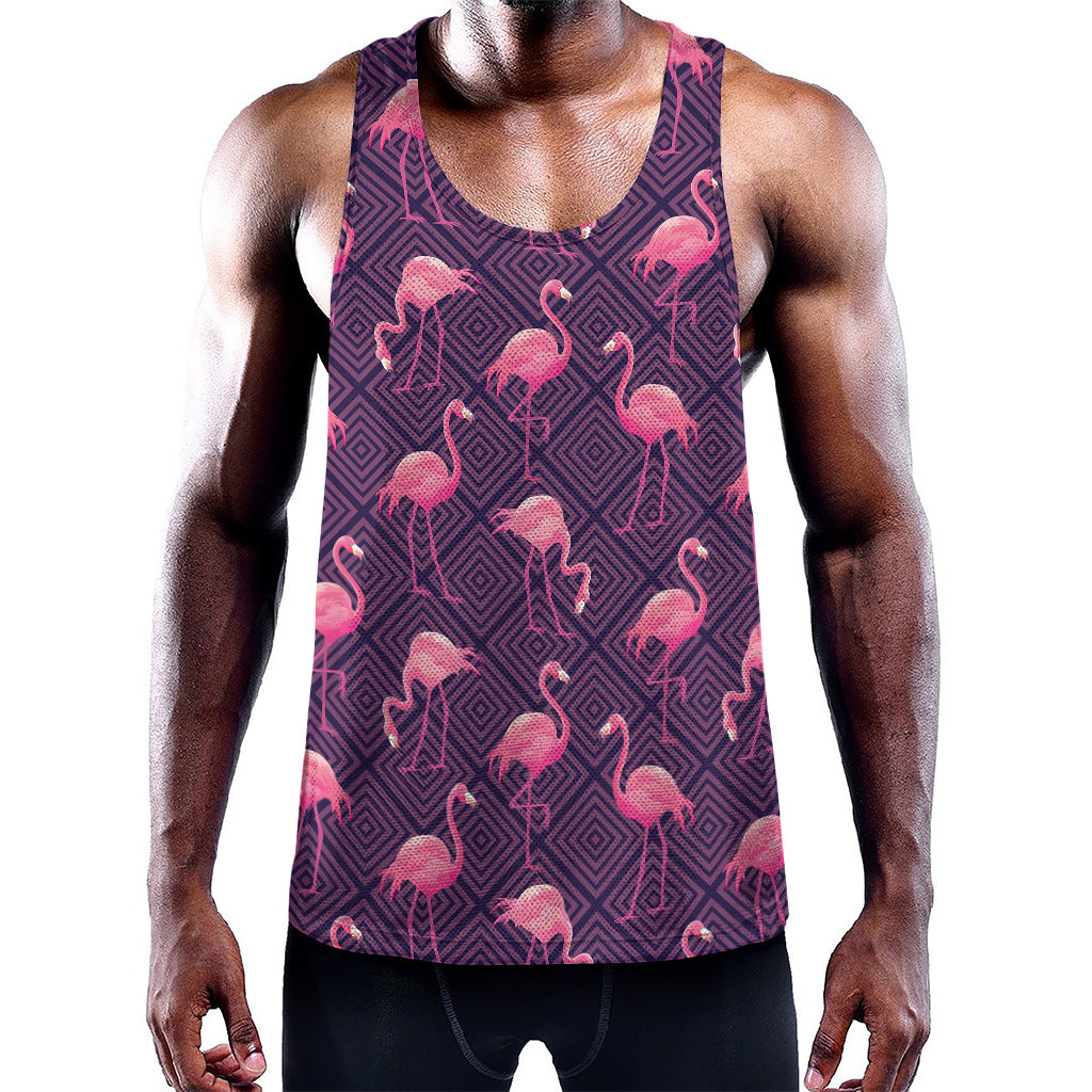 Purple Geometric Flamingo Pattern Print Training Tank Top