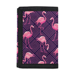 Purple Geometric Flamingo Pattern Print Trifold Wallet