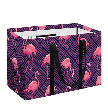 Purple Geometric Flamingo Pattern Print Utility Tote Bag