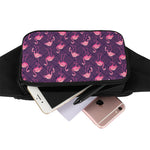 Purple Geometric Flamingo Pattern Print Waist Bag