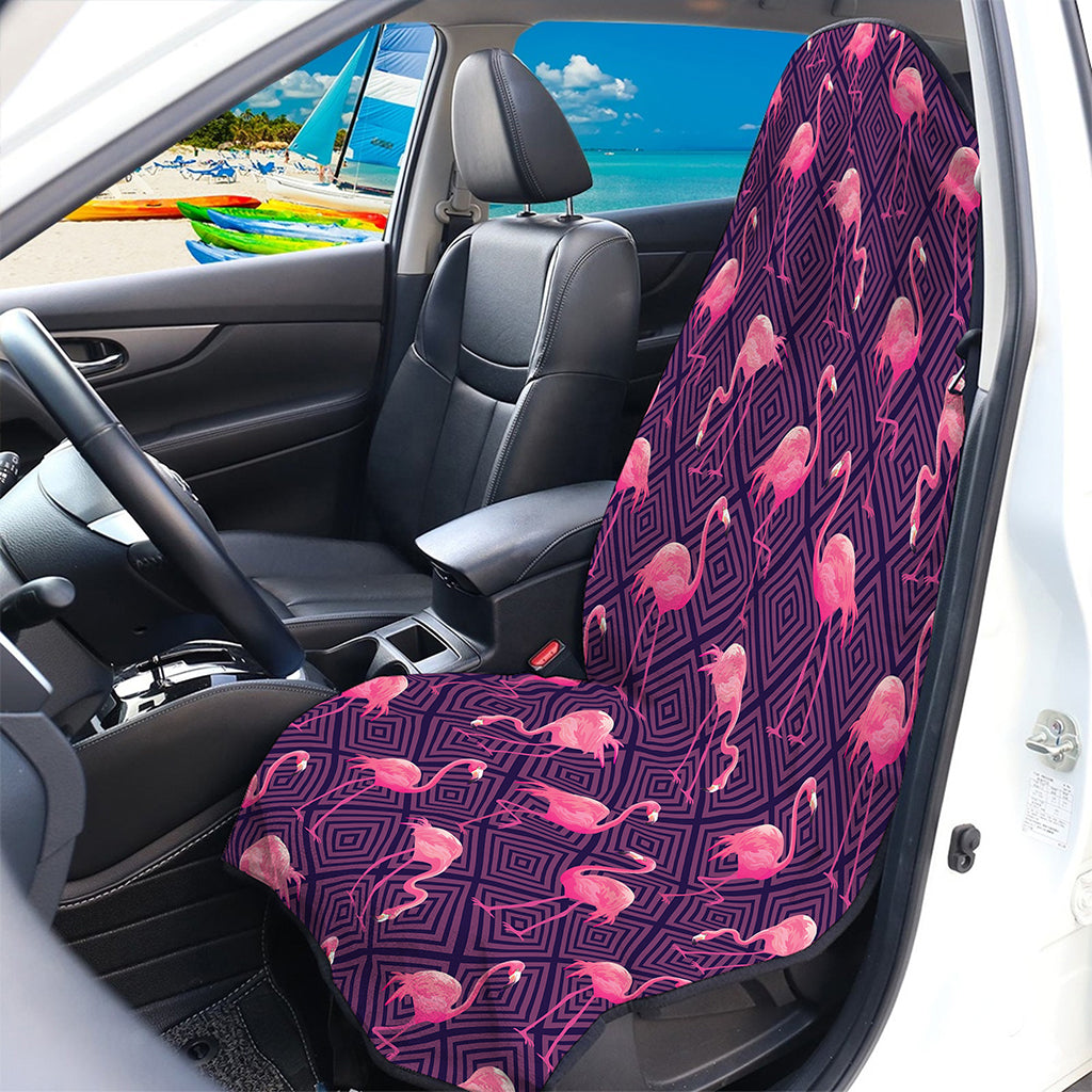 Purple Geometric Flamingo Pattern Print Waterproof Car Seat Cover