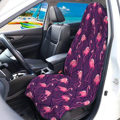 Purple Geometric Flamingo Pattern Print Waterproof Car Seat Cover