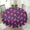 Purple Geometric Flamingo Pattern Print Waterproof Round Tablecloth