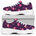 Purple Geometric Flamingo Pattern Print White Chunky Shoes