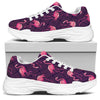 Purple Geometric Flamingo Pattern Print White Chunky Shoes