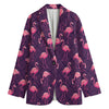 Purple Geometric Flamingo Pattern Print Women's Blazer