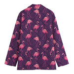 Purple Geometric Flamingo Pattern Print Women's Blazer