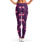 Purple Geometric Flamingo Pattern Print Women's Leggings