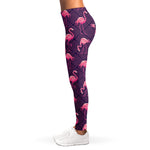 Purple Geometric Flamingo Pattern Print Women's Leggings