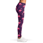Purple Geometric Flamingo Pattern Print Women's Leggings