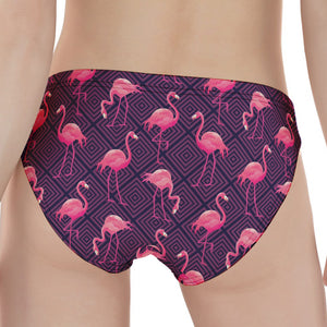 Purple Geometric Flamingo Pattern Print Women's Panties