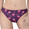 Purple Geometric Flamingo Pattern Print Women's Thong