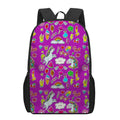 Purple Girly Unicorn Pattern Print 17 Inch Backpack