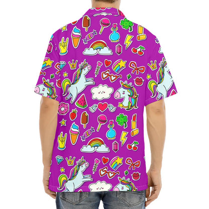 Purple Girly Unicorn Pattern Print Aloha Shirt