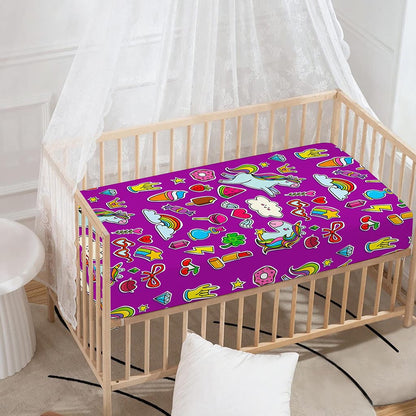 Purple Girly Unicorn Pattern Print Baby Crib Sheet