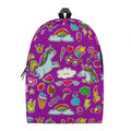 Purple Girly Unicorn Pattern Print School Backpack