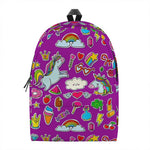 Purple Girly Unicorn Pattern Print Backpack