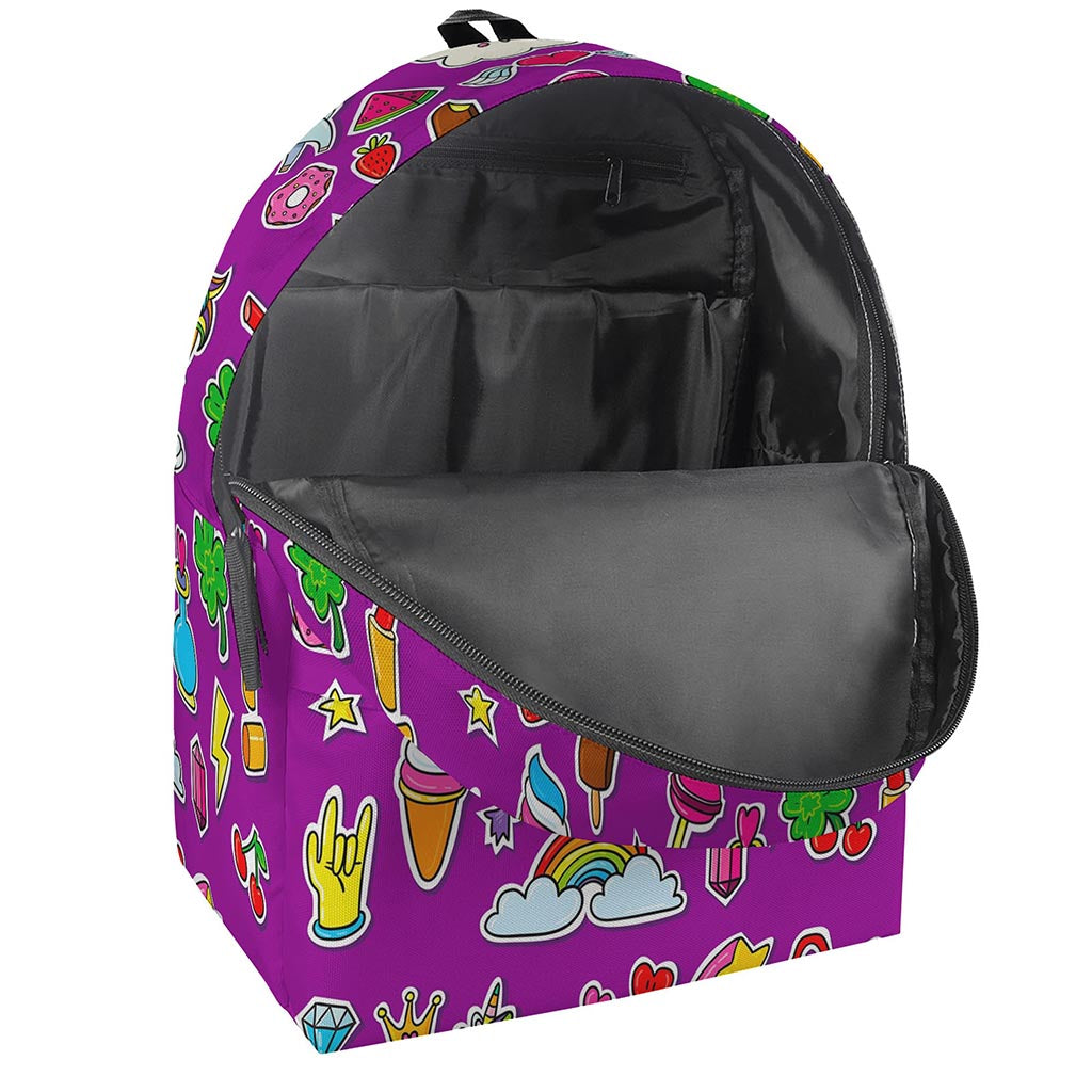 Purple Girly Unicorn Pattern Print Backpack
