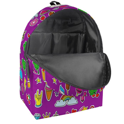 Purple Girly Unicorn Pattern Print Backpack