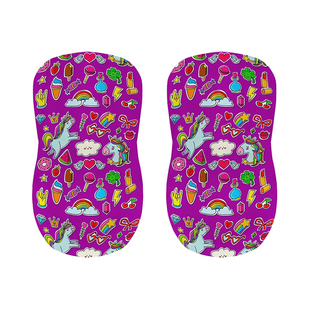 Purple Girly Unicorn Pattern Print Bar Stool Covers