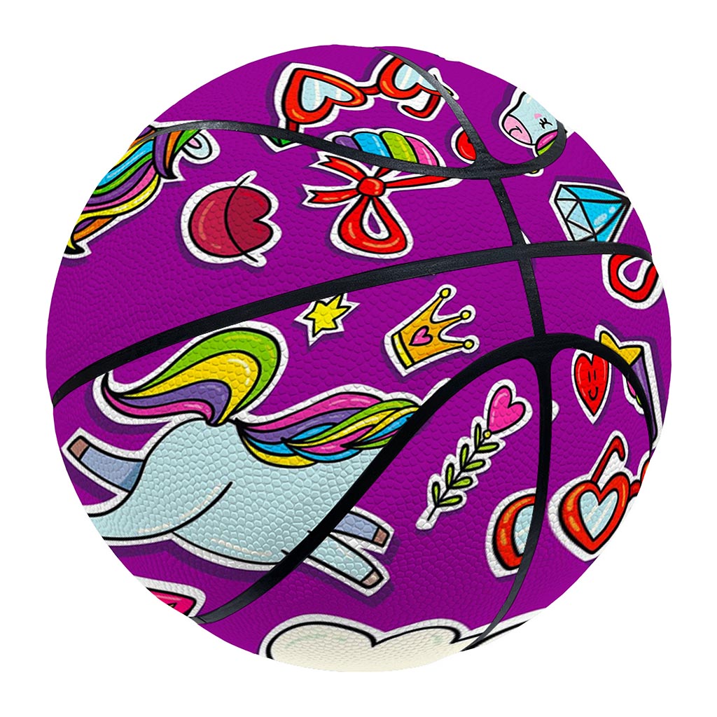 Purple Girly Unicorn Pattern Print Basketball