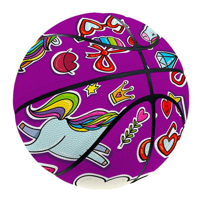 Purple Girly Unicorn Pattern Print Basketball