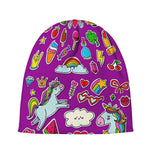 Purple Girly Unicorn Pattern Print Beanie