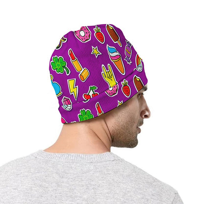 Purple Girly Unicorn Pattern Print Beanie
