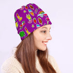 Purple Girly Unicorn Pattern Print Beanie