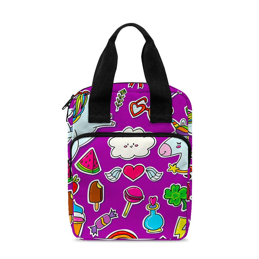Purple Girly Unicorn Pattern Print Bible Tote Bag