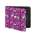 Purple Girly Unicorn Pattern Print Bifold Wallet
