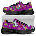 Purple Girly Unicorn Pattern Print Black Chunky Shoes