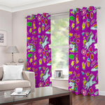 Purple Girly Unicorn Pattern Print Blackout Grommet Curtains