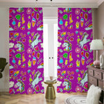 Purple Girly Unicorn Pattern Print Blackout Pencil Pleat Curtains