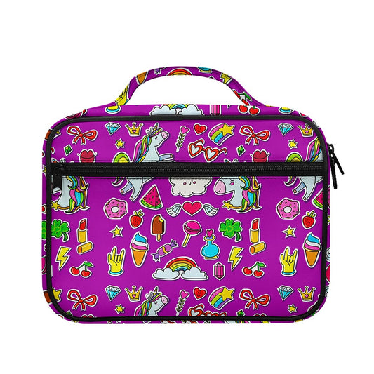 Purple Girly Unicorn Pattern Print Briefcase Bible Bag